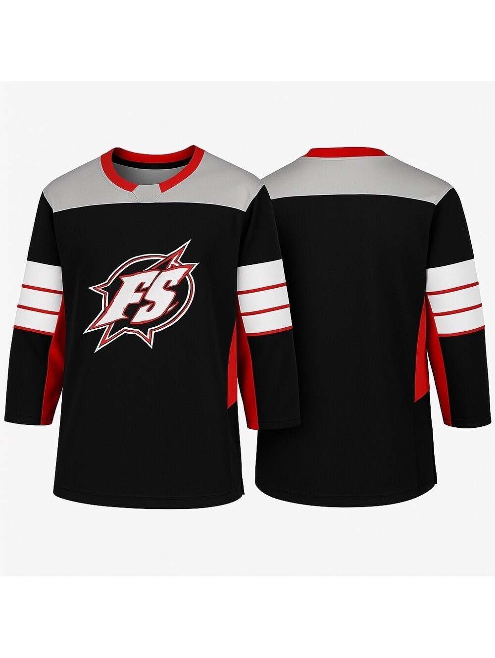 Full Send Hockey Jersey Black Mens Large NWT Nelk Boys FS Logo Red White Stripe